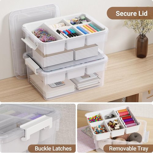 40Qt Clear Plastic Storage Bins by [Brand Name] - Stackable Organizers with Lids & Dividers | 2-Pack for Home & Car Organization