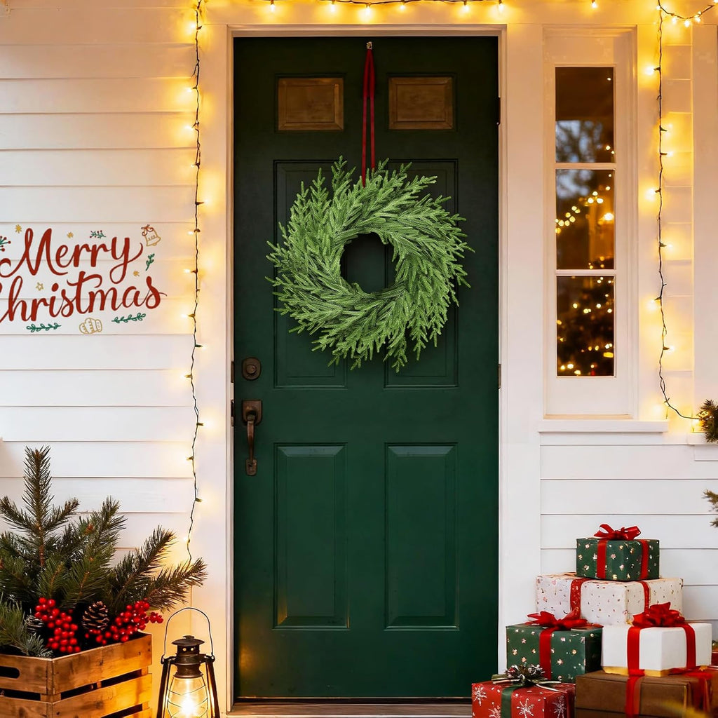Regine Switzerland 26-Inch Artificial Norfolk Pine Wreath - Real Touch Greenery for Year-Round Home Decor