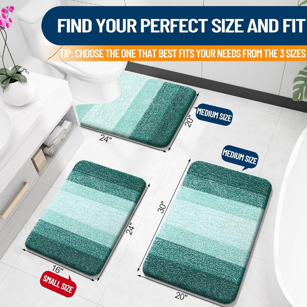 OLANLY Bathroom Rugs - Extra Soft Microfiber Mat with Rubber Backing | 24x16, Quick Dry, Blackish Green