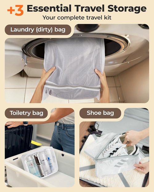 BAGSMART Rechargeable Wireless Pump Travel Storage Bags - 18 Portable Vacuum Compression Bags for Clothing