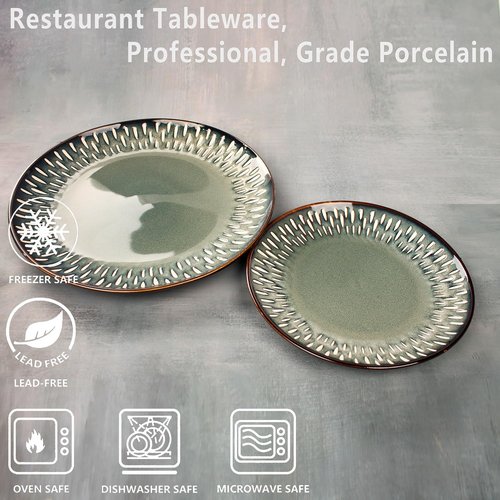 jinsongdafa 7.9-Inch Porcelain Plates Set, for Appetizer, Dinner Plates, Salad, Dessert, Snacks, Serving Plate Set of 6, Microwave and Dishwasher Safe, apply Home, Restaurant