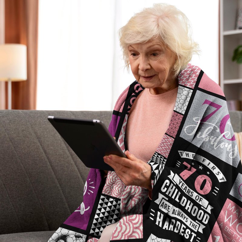 Stbyiz 70th Birthday Gifts for Women Blanket 60"x 50", Best Gifts for 70 Year Old Woman, 70 Year Old/1956 Birthday Gifts for Women, 70 th Bday Presents for Mom