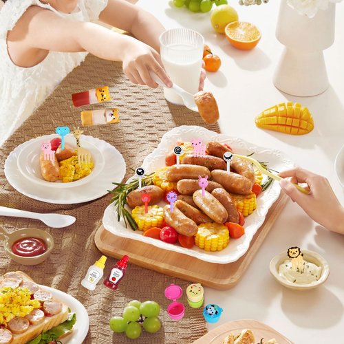 147 Pcs Condiment Squeeze Bottles Bento Lunch Box Accessories Cupcake Liners, Including Food Picks Mini Condiment Bottles Squeeze Bottles, Reusable Lunch Bento Box Accessories