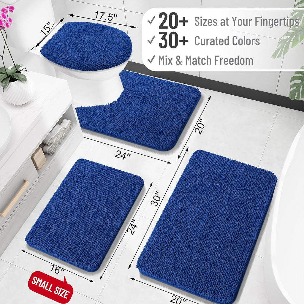 OLANLY Large Bathroom Rugs - Extra Soft Chenille Bath Mats | Quick-Dry & Machine Washable, 40x24 Royal Blue