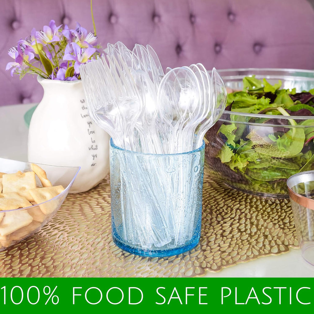 Plasticpro Heavyweight Disposable Clear Plastic Cutlery - 100 Count Forks for Convenient Dining