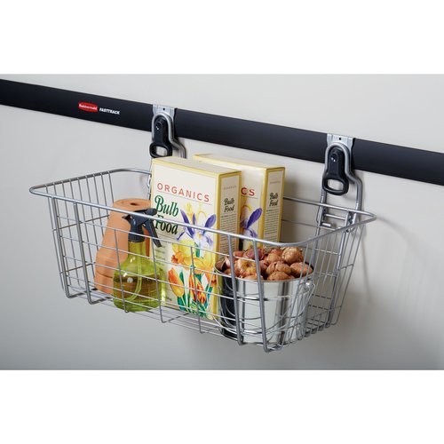 Rubbermaid Fasttrack Garage Storage Wire Mesh Basket, Garage Organization System, Easy Wall Mount for Gardening Tools, Kid's Toys, Dog Toy's Storage (Pack of 2)