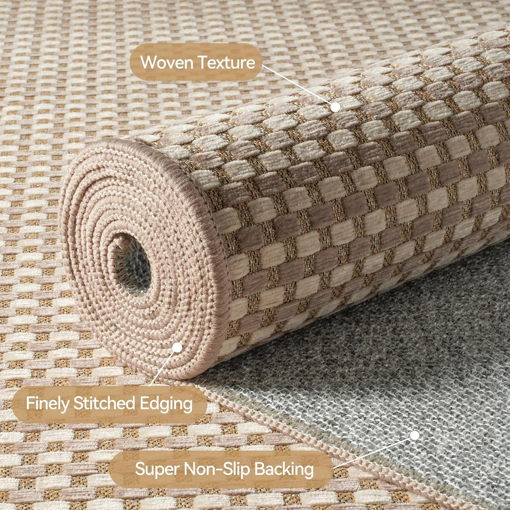 YDKGL Area Rug - Non-Slip Washable Boho Runner for Entryway | 3x5 ft Brown Carpet for Indoor Use