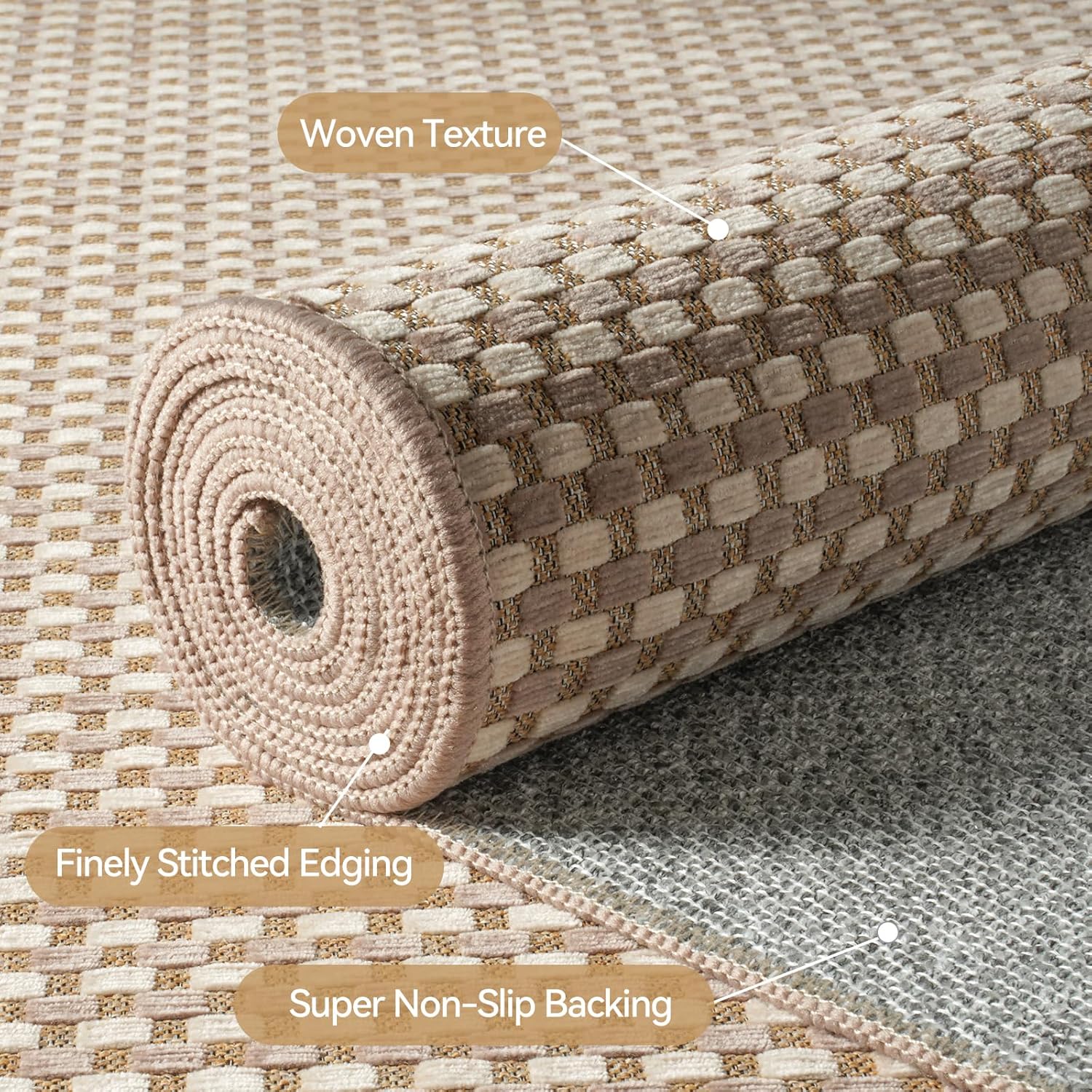 YDKGL Area Rug - Non-Slip Washable Boho Runner for Entryway | 3x5 ft Brown Carpet for Indoor Use