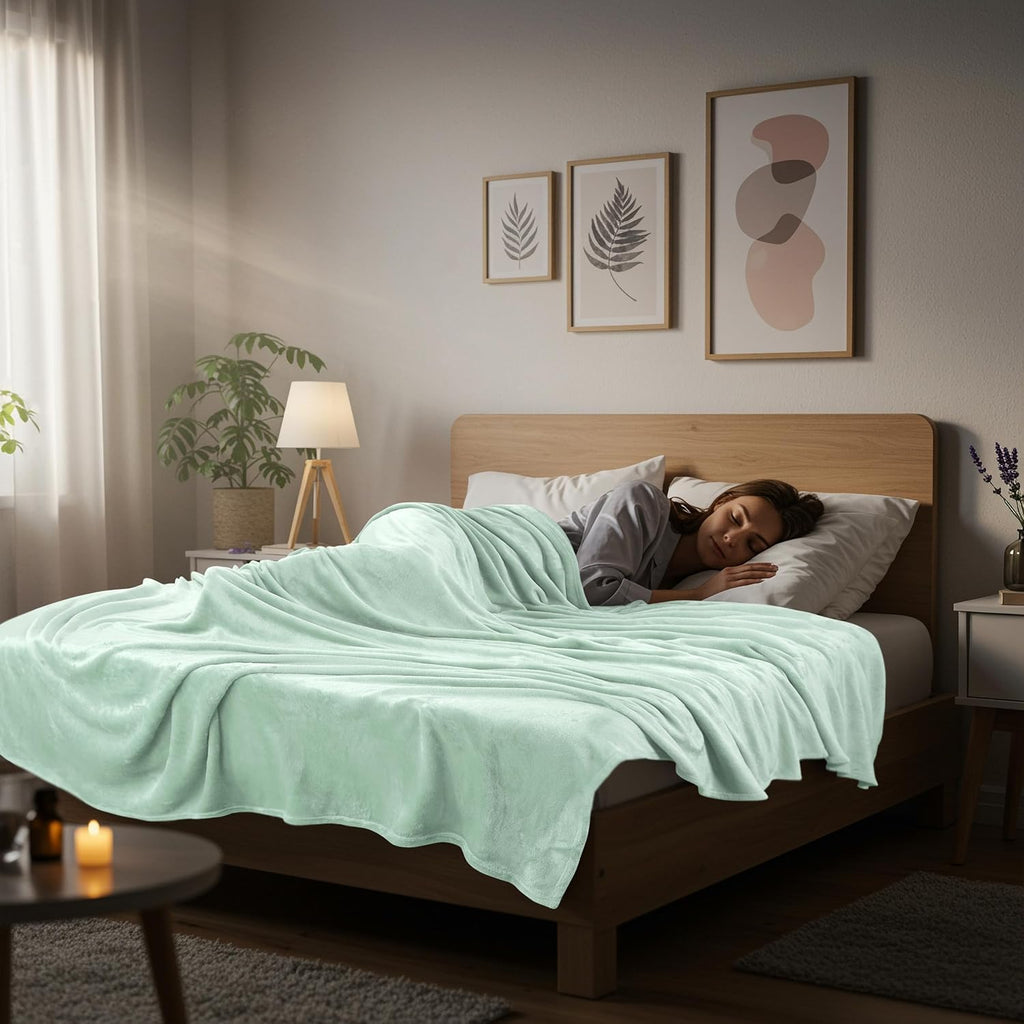 Utopia Bedding Fleece Blanket - Ultra Soft Mint Green Queen Size (90x90 Inches) | Cozy All-Season Microfiber Decor Gift