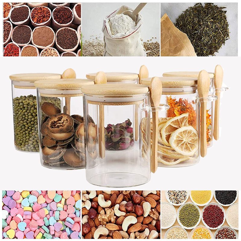 Povinmos Overnight Oats Containers with Lids,17oz Oats Glass Jars Storage Containers, Oatmeal Cups,Meal Prep Containers,Glass Coffee Nuts Canister For Pantry Cereal Sugar Tea Beans(2)
