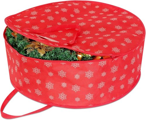 Christmas Wreath Storage Container | 24-Inch Durable Bag with Handles for Holiday Decor - 1 Pack