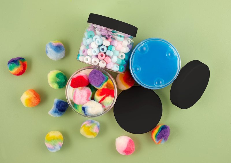 Healthy Packers® Small Plastic Jars with Lids 4 oz, 12-Pack - Clear Plastic Jars with Screw-On Tops for Slime, Crafts, Body Butter, Sugar Scrubs, Cosmetic Storage, Small Containers with Lids (Black)
