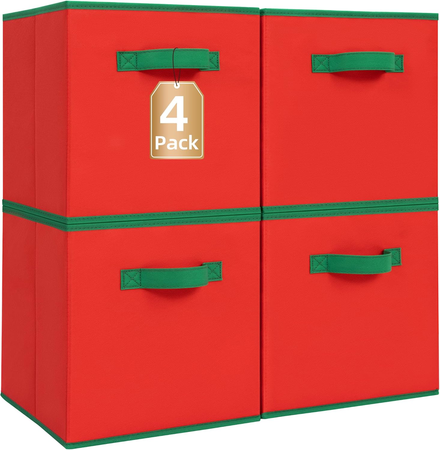 Storage Maniac Storage Cubes - Durable 11-Inch Foldable Bins | 4-Pack Red Organizers for Home & Office