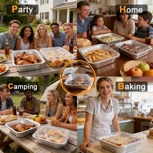 Heavy-Duty Aluminum Pans with Lids by [Brand Name] - 35-Pack Square Baking Trays for Grilling & Meal Prep