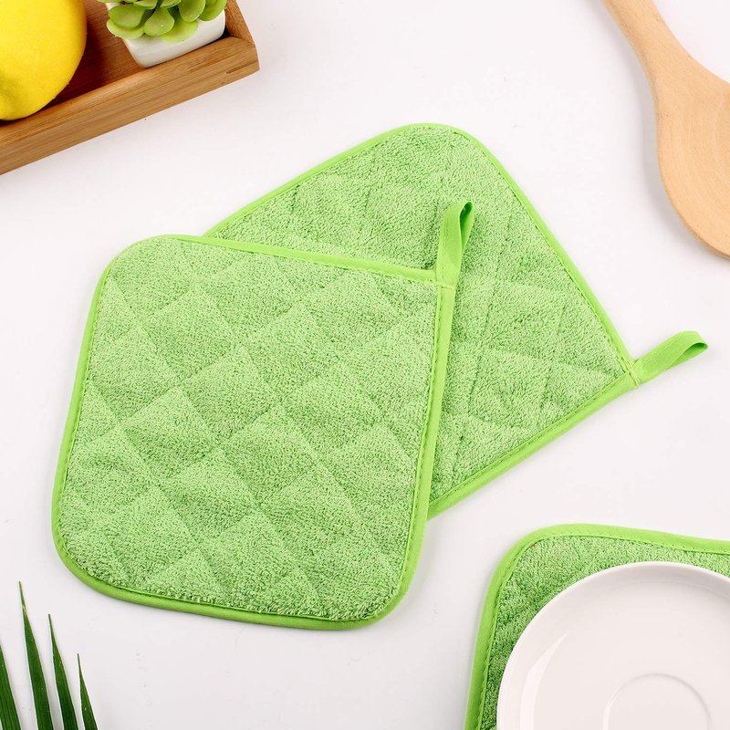 100% Cotton Kitchen Everyday Basic Terry Pot Holder Heat Resistant Coaster Potholder for Cooking and Baking Set of 5 Navy Blue