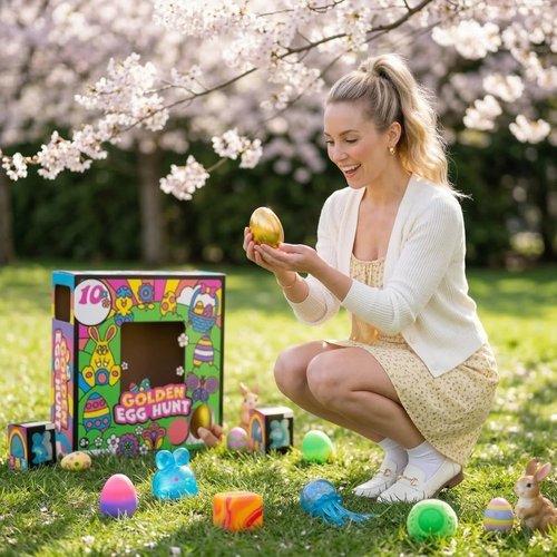 Golden Egg Treasure Hunt Set by [Brand Name] - 10-Piece Easter Mystery Gifts for Family & Friends