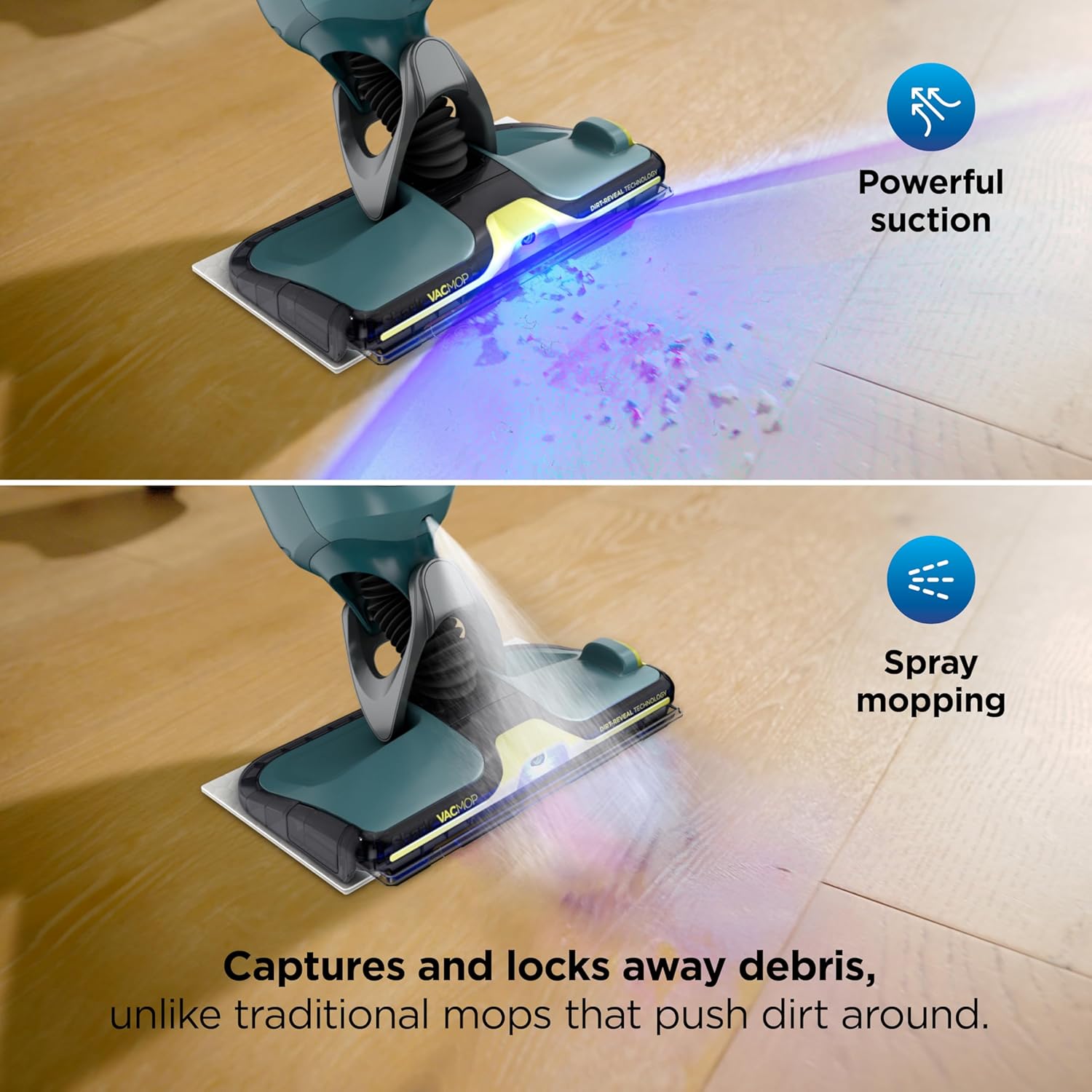 Shark VACMOP Reveal Cordless Hard Floor Cleaner - Powerful Suction & Illumination Light | Includes 4 Pads & 12oz Pet Solution