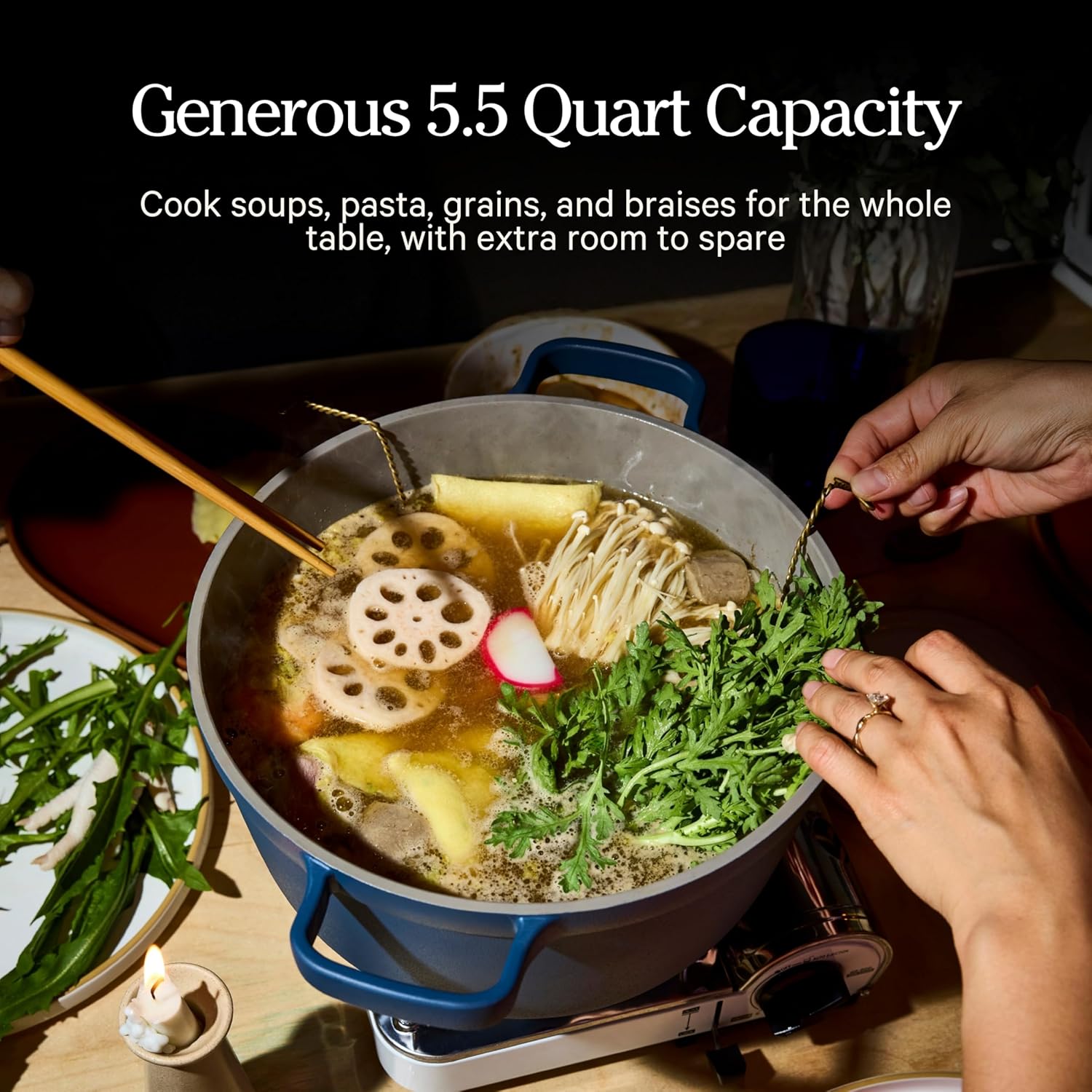 Our Place Perfect Pot - 5.5 Qt Ceramic Cookware with Lid & Spatula | PFAS-Free, Induction & Oven-Safe up to 450°F
