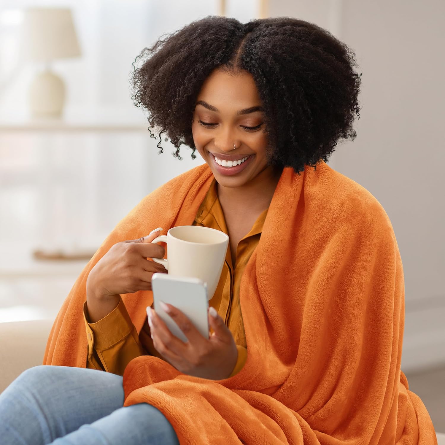 Utopia Bedding Fleece Blanket - Luxury Anti-Static Soft Microfiber | Twin Size Burnt Orange (60x80 Inch)