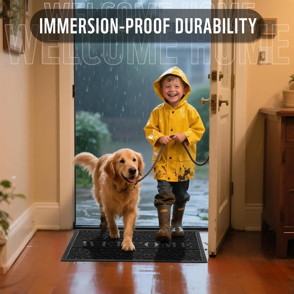 Yimobra Outdoor Welcome Mat - All-Weather Waterproof Non-Slip Doormat | 29.5x17 Inches, Black