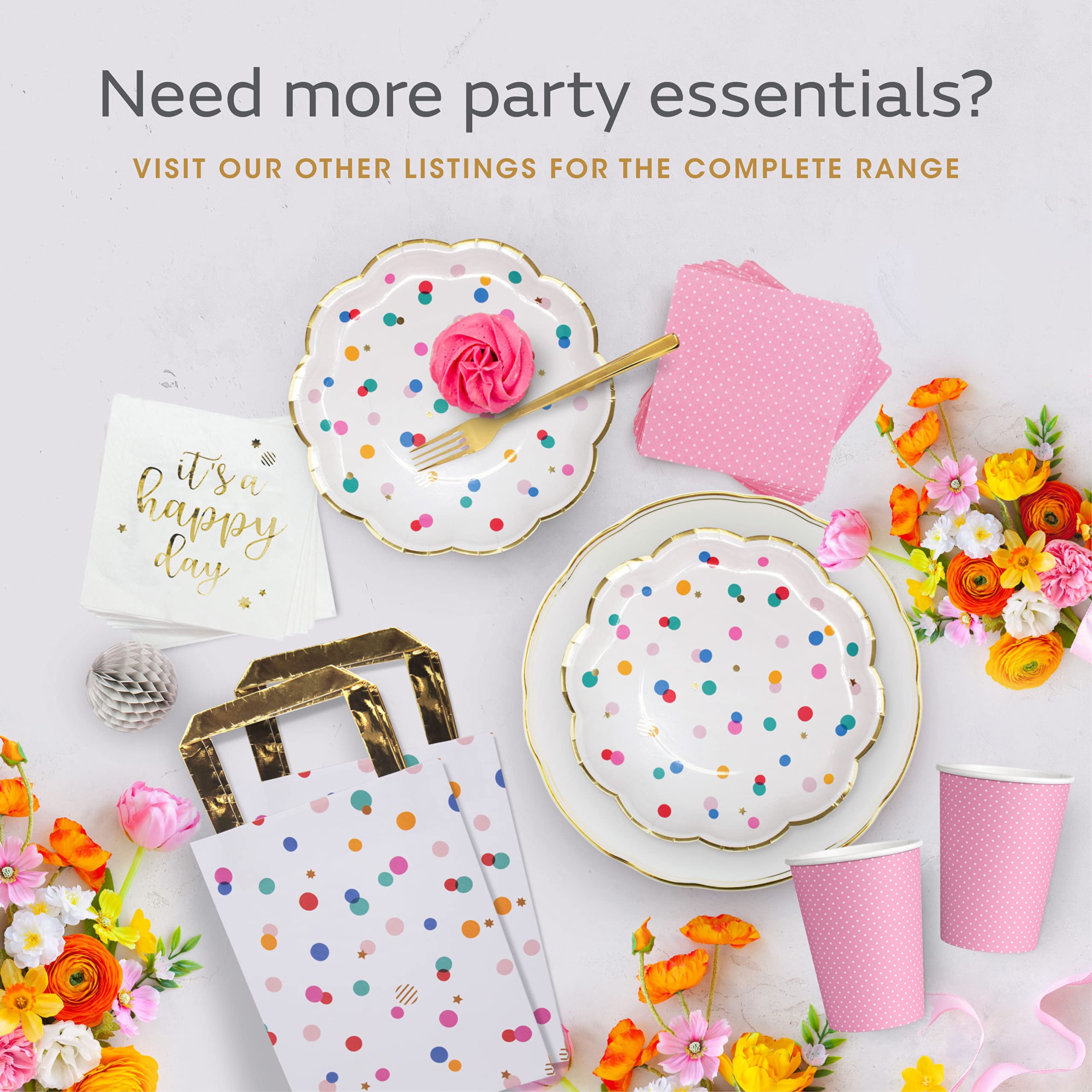 Premium Pink and Gold Party Plates Set - 30 Pack Disposable Plates and Napkins, Ultra-Durable 400GSM, No Soggy Mess