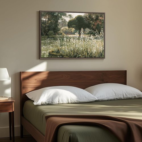 Framed Landscape Wall Art - Vintage Farmhouse Canvas Artwork for Living Room | 24x36 Rustic French Country Prints
