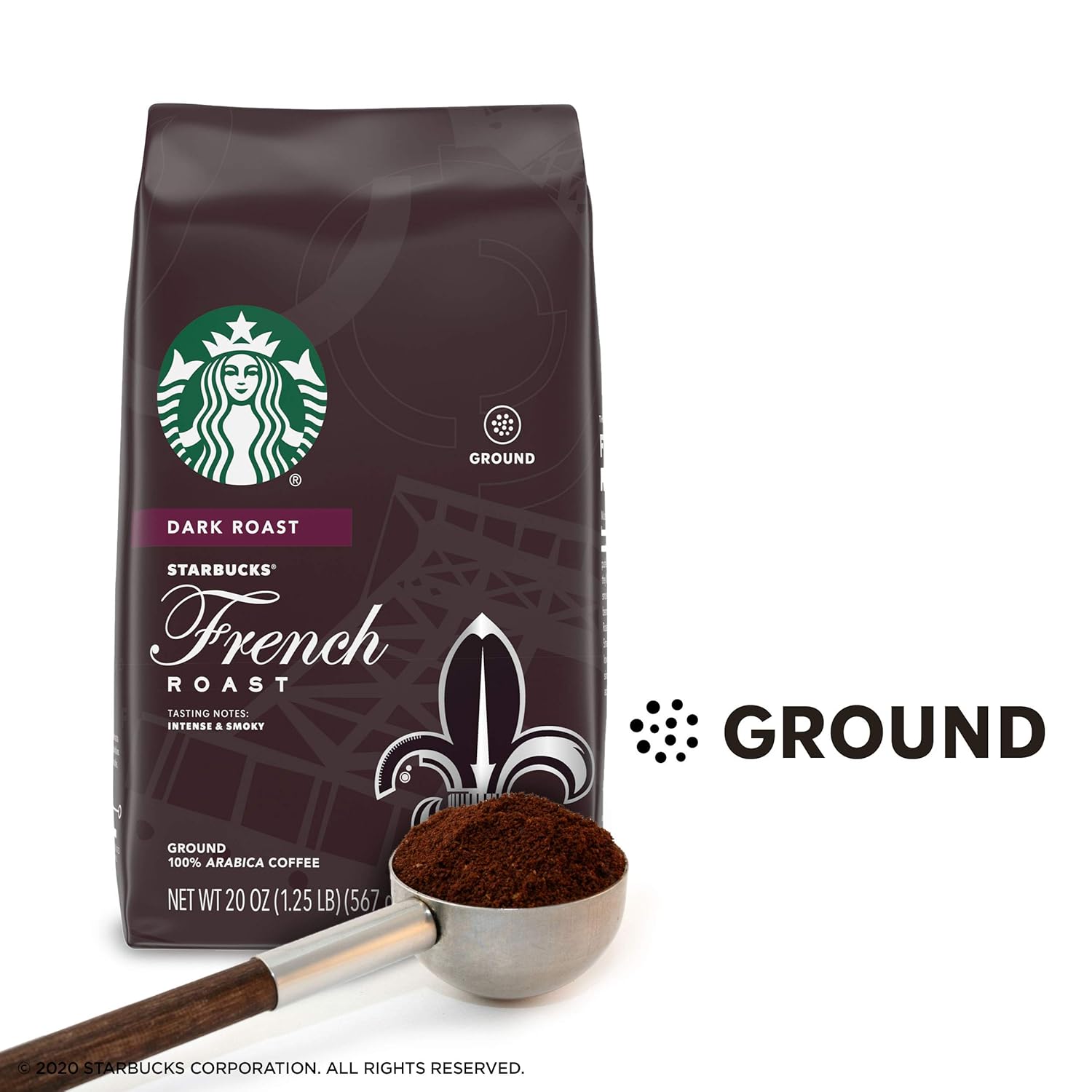 Starbucks Dark Roast Ground Coffee - Rich French Roast - 100% Arabica - 6 Bags (20 oz. Each)
