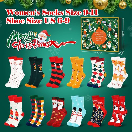Advent Calendar 2025 - 12 Days Countdown Socks Set | Perfect Holiday Gifts for Women & Teens