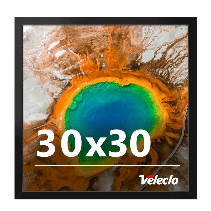 Veleclo 30x30 Picture Frame for Wall Display, 30x30 Black Picture Frame with Shatter Resistant Plexiglass, Stable and Sturdy 30 x 30 Poster Frame for Wall Display, Handpicked Gift Collection, 1 Pack