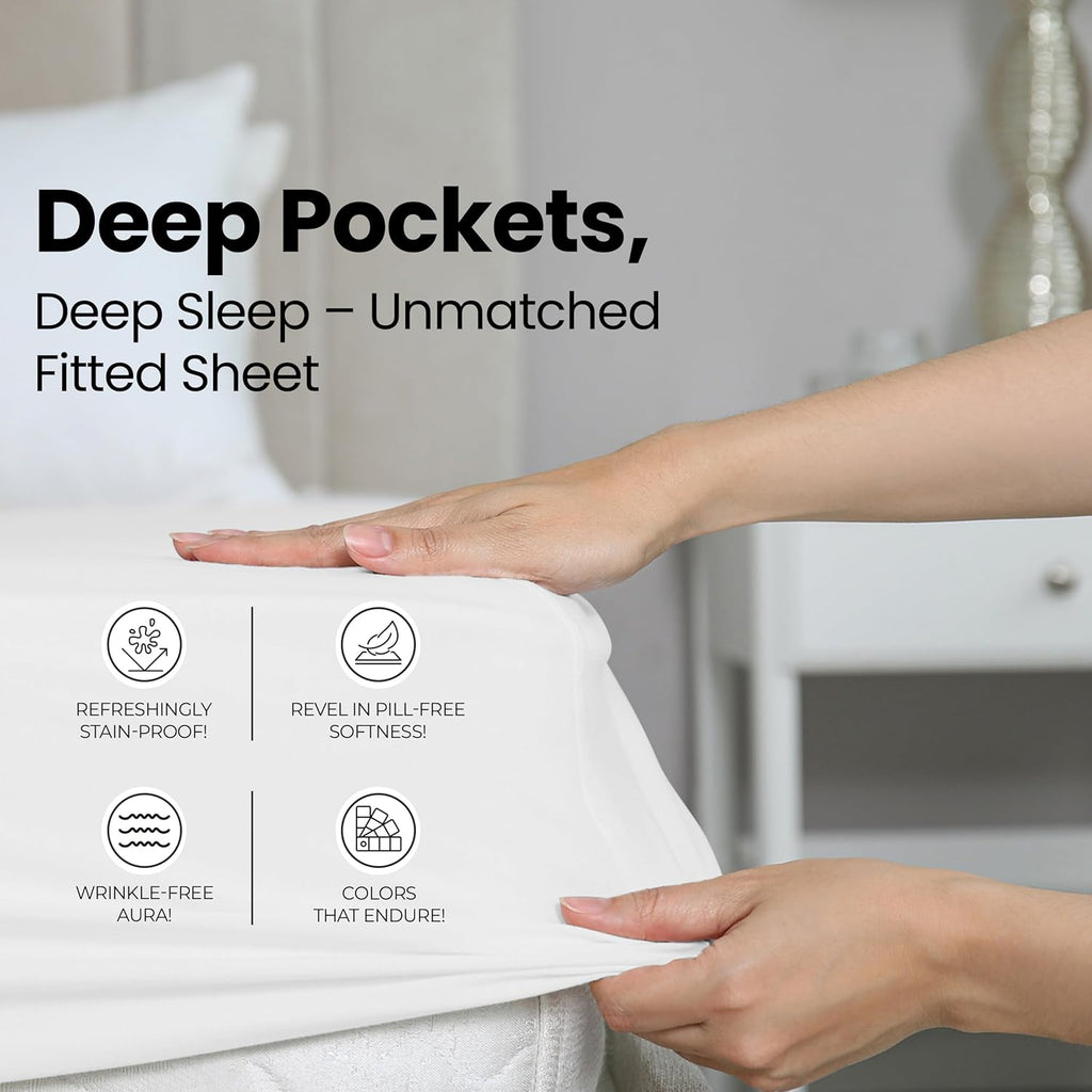 Utopia Bedding King Fitted Sheet - Deep Pocket Microfiber for Ultimate Comfort - Easy Care (White)