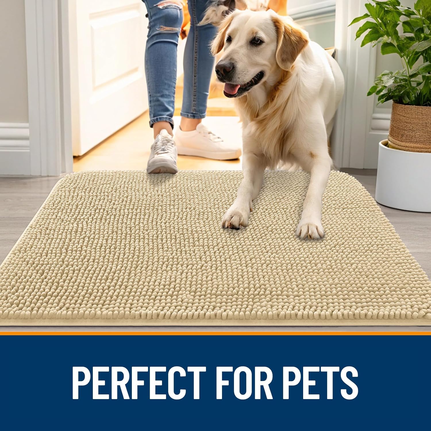 OLANLY Dog Door Mat - Absorbent Non-Slip Chenille for Muddy Paws | 70x35 Inches, Quick Dry, Washable