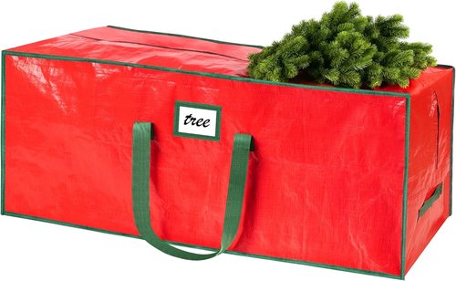 FUCDTEFC Christmas Tree Storage Bag - Heavy Duty 7.5 Ft Waterproof Container with Reinforced Handles & Dual Zippers (Red)
