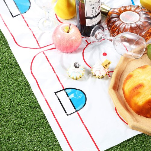 Boao Hockey Tablecloth Ice Hockey Field Table Cover Plastic Tablecloth Dining Room Kitchen Rectangular Table Cover for Patio Picnic Camping Spring Summer Sport Events 54 x 96 Inch, 100g, White(3 Pcs)