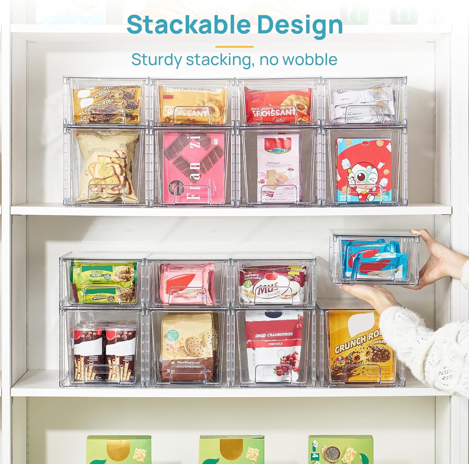 Vtopmart Clear Stackable Storage Drawers - Easy Assembly Organizers for Kitchen & Bathroom | 4 Pack