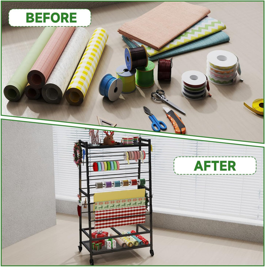 Skiennix Ribbon Holder - Double-Sided Organizer Rack with Large Capacity for Craft Room