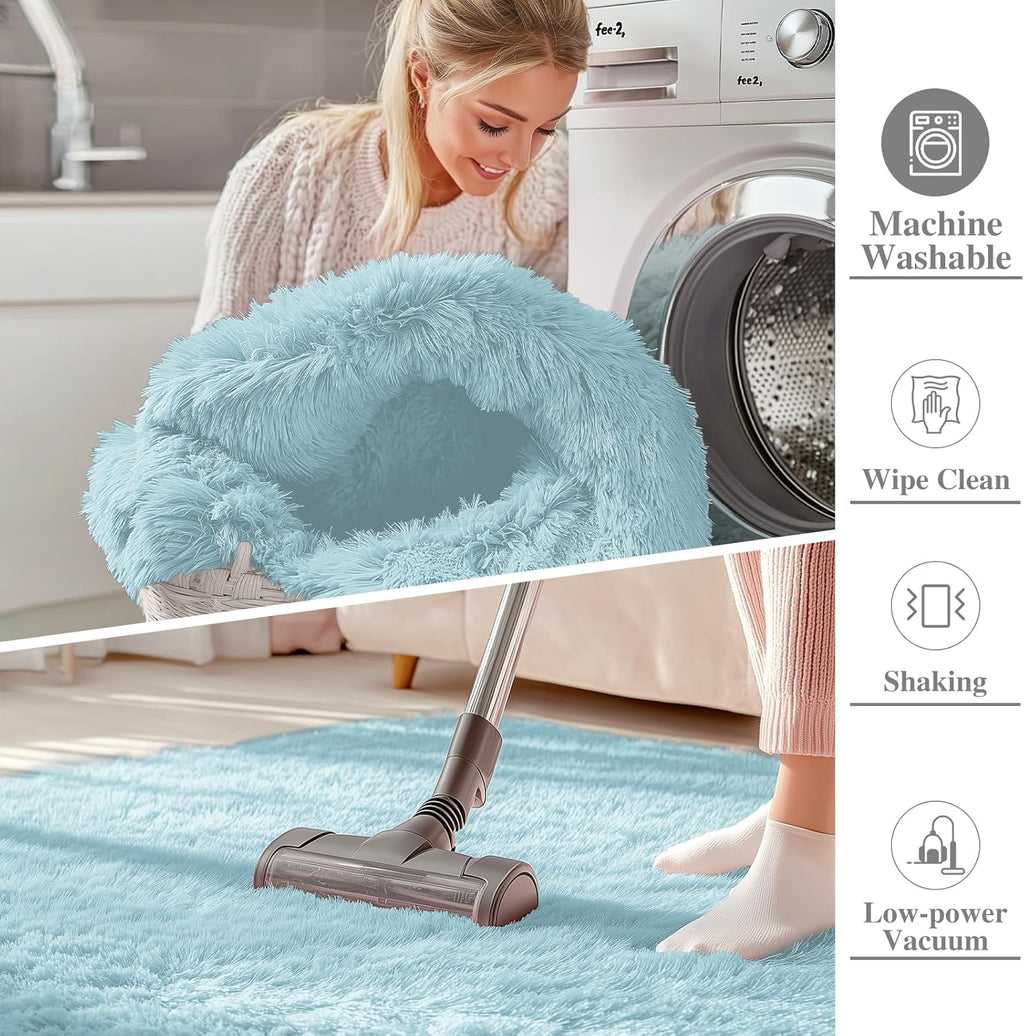 OLANLY Large Area Rug - Soft Fluffy Shaggy Carpet for Living Room & Bedroom | 5x8 Light Blue