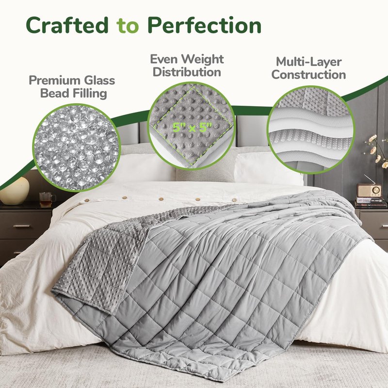 Sivio Weighted Blanket for Adults (20lbs, 60"x80" Queen Size), Cooling and Breathable Minky Heavy Blanket for 140-220lbs Men and Women All-Season Sleeping Comfort, Grey