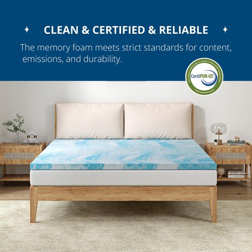 EGOHOME 3 Inch Twin Size Memory Foam Mattress Topper, Gel Infused Memory Foam Bed Topper, Cooling Mattress Pad, CertiPUR-US Certified, 75×38"