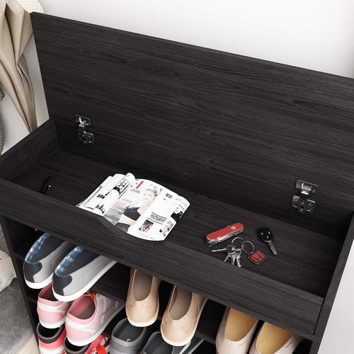 SogesGame 5-Tier Shoe Rack 29.5inch Wooden Shoe Storage Shelf Shoe Organizer,Blck,L24-BK-S8-US