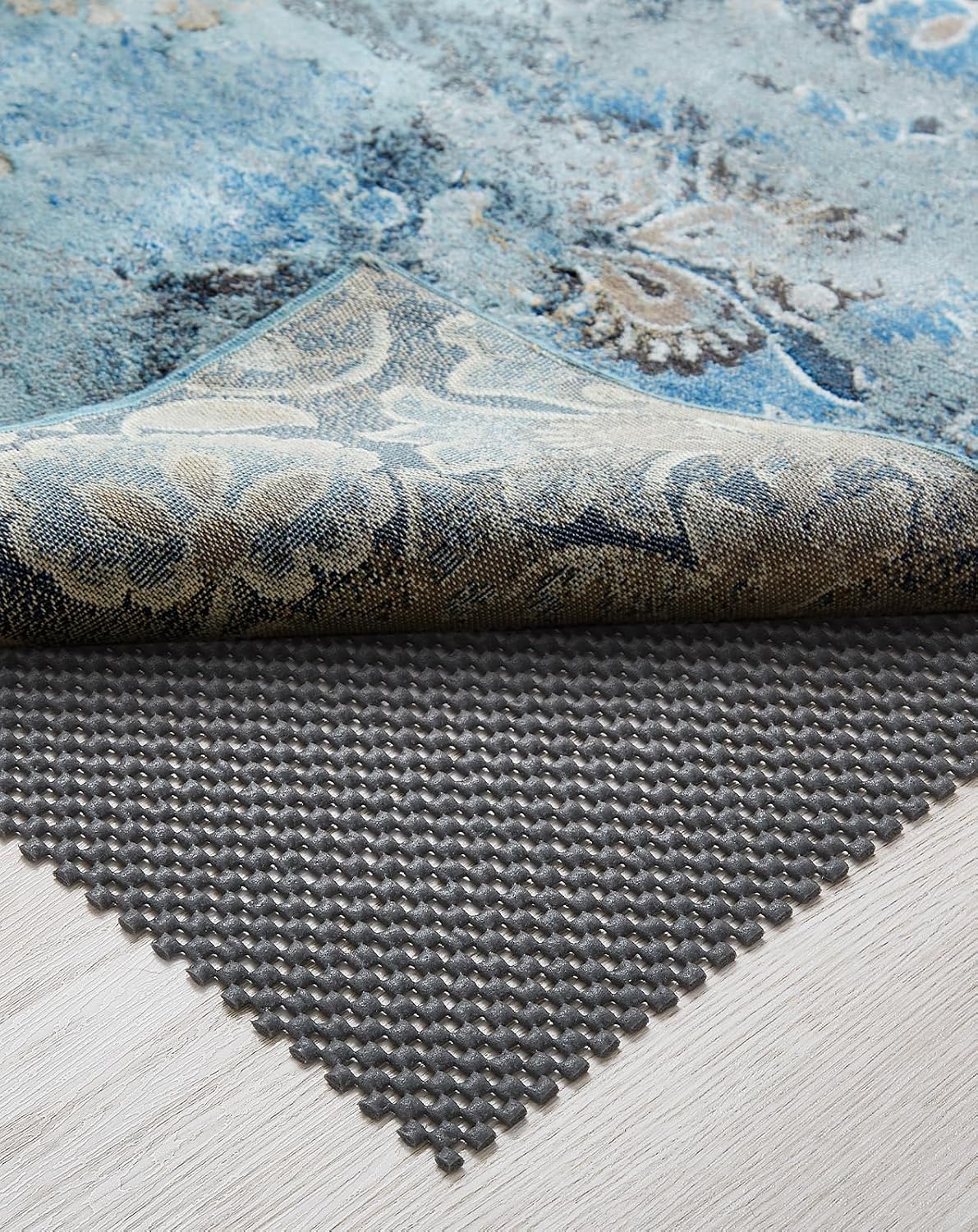 Veken Non-Slip Rug Pad Gripper - Thick Dark Grey Mat for Hardwood & Tile Floors | 2x3 Ft Size