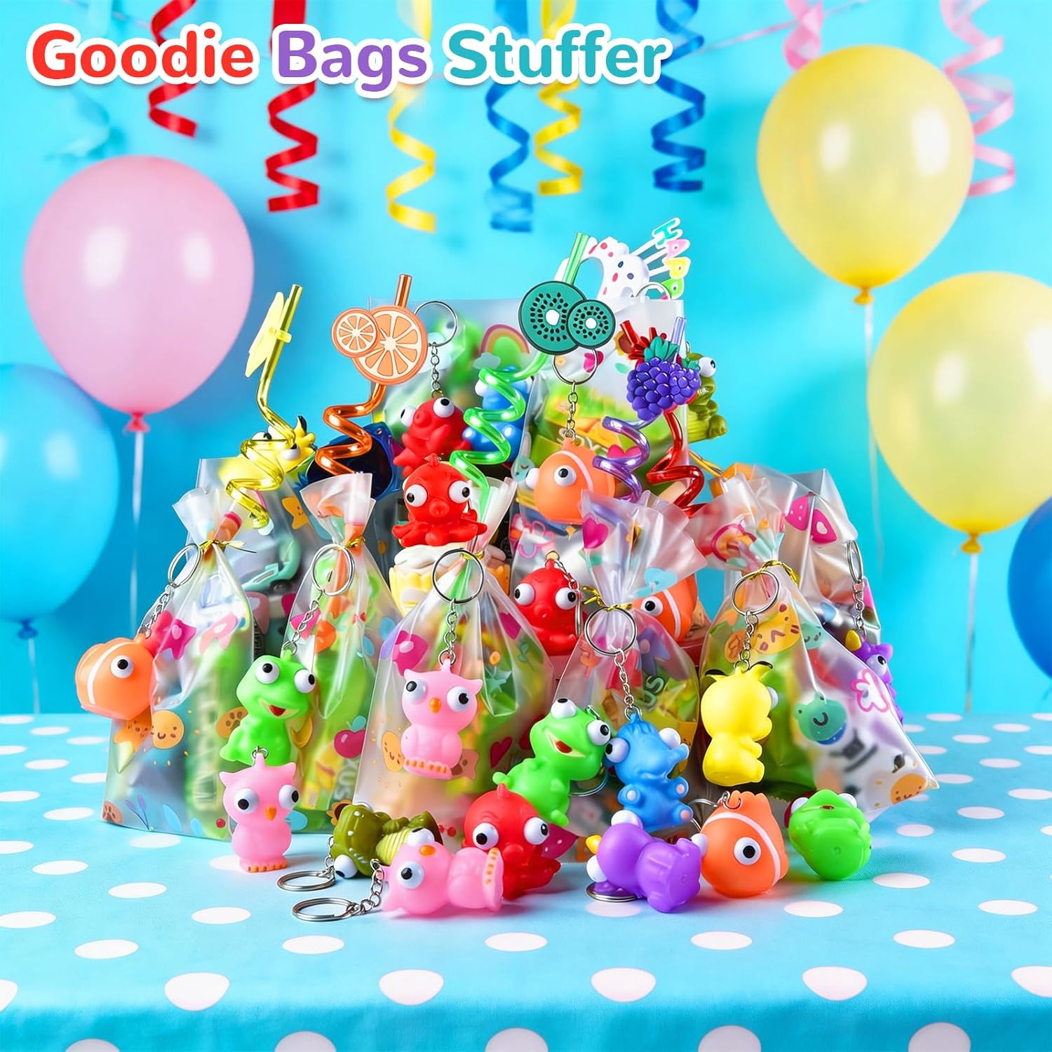 Squishy Toys | 32 Packs Popping Eyes Animal Keychains - Fun Fidget Party Favors for Kids