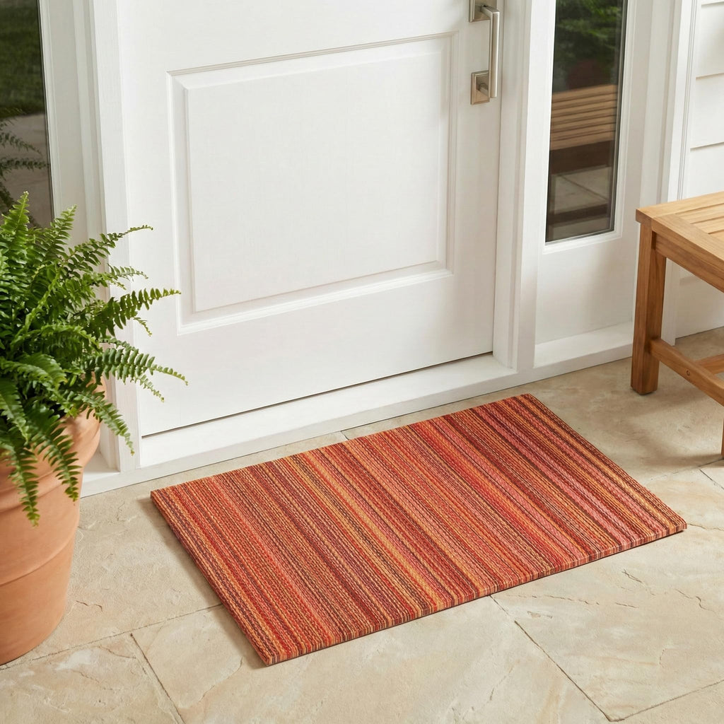 Fab Habitat Striped Non Slip Doormat - Durable, Thin - Recycled Plastic - Entryway, Front Door, Porch, Patio - Cancun - Candy (24" x 36" Non-Slip)