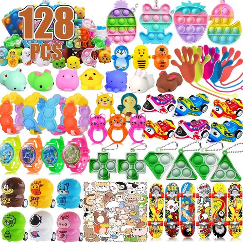 Mctuoba 128 Pcs Fidget Toys Set - Perfect Party Favors & Classroom Prizes for Kids Ages 4-8