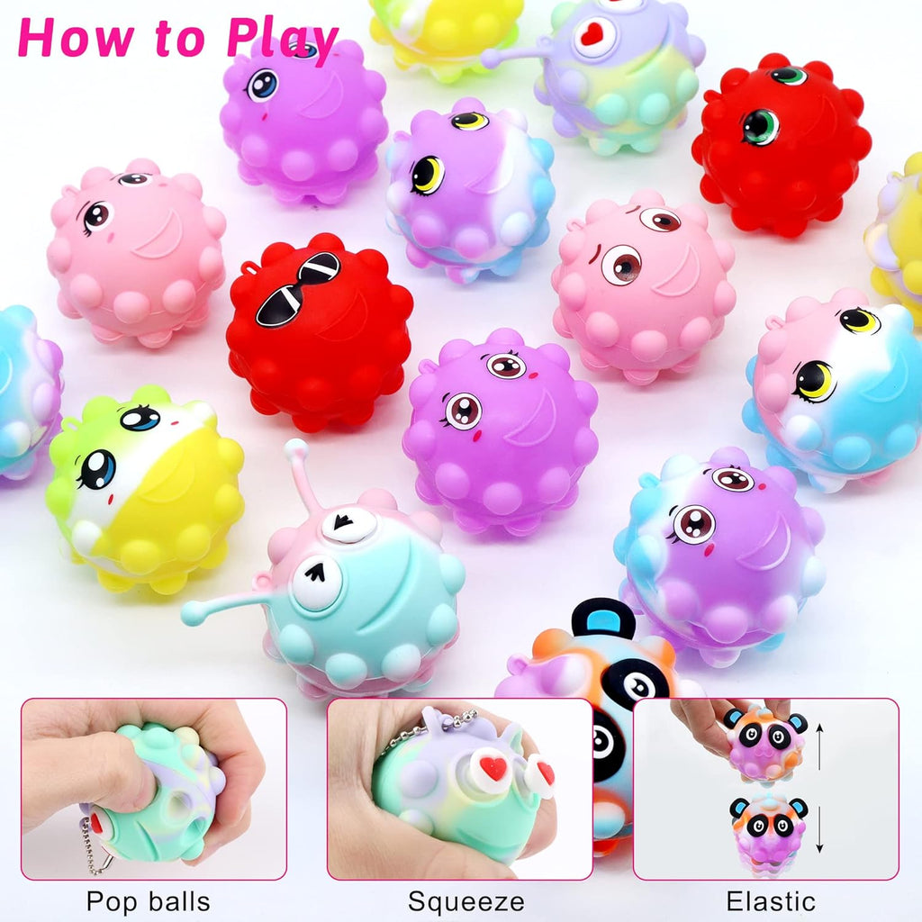 Animal Pop Balls | 30 Pack Party Favors for Kids - 3D Fidget Toys & Birthday Gifts