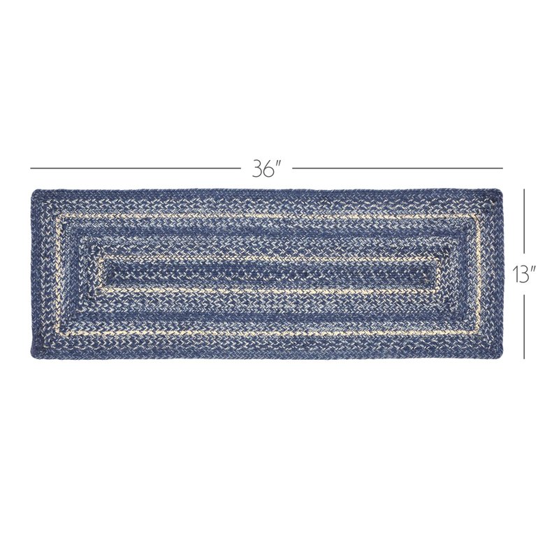 VHC Brands Farmhouse Great Falls Blue Table Runner, Blue White, Jute Blend, Rectangle, 13x36 Inches