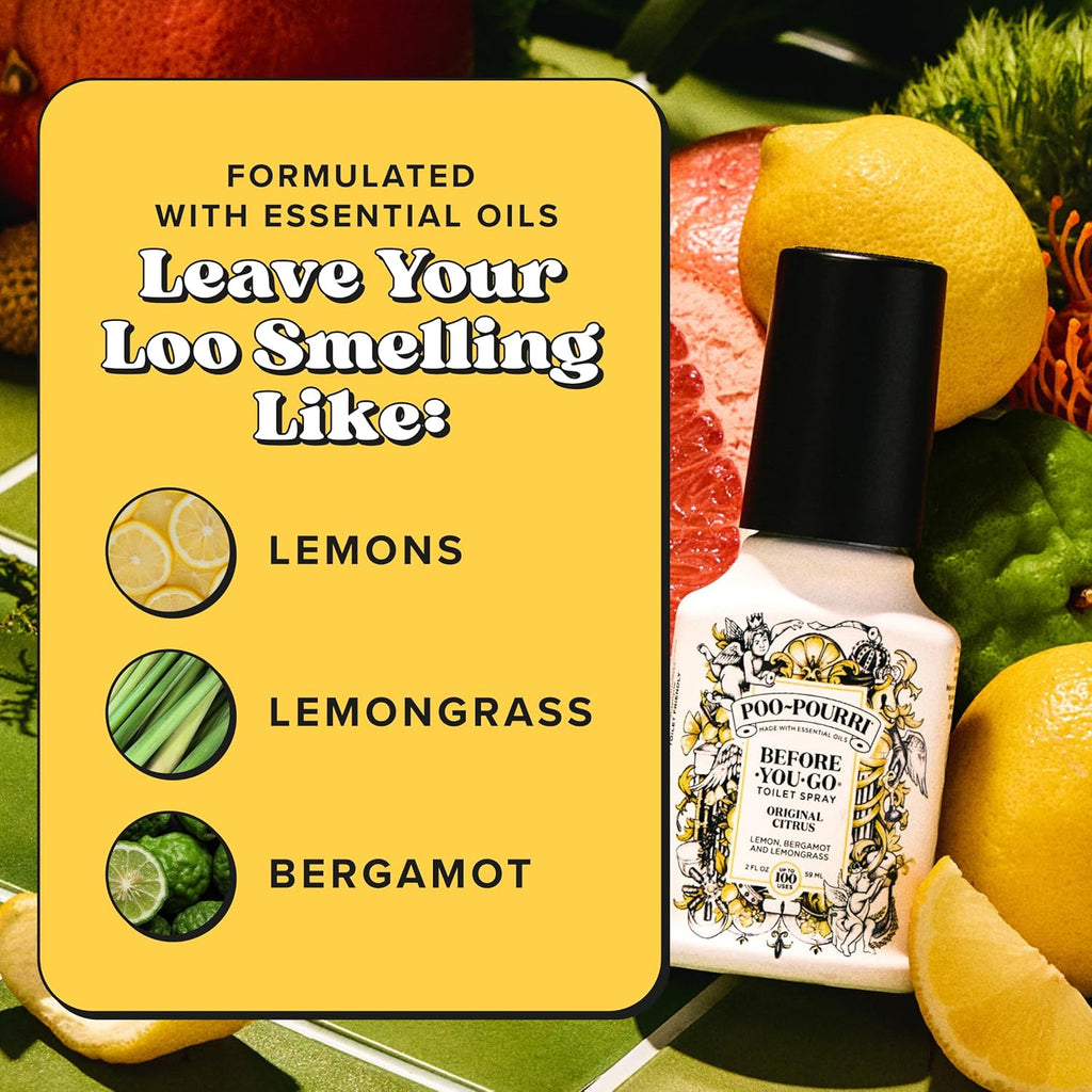 Poo-Pourri Before-You-Go Toilet Spray Bundle - Original Citrus 2 Fl Oz & Travel Size 1 Fl Oz