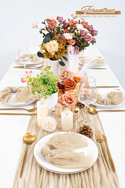 100 Pieces Cloth Napkins Beige Dinner Cheesecloth Napkins for Wedding,Wrinkled Cloth Napkins Bulk for Home Party Rustic Table Decoration, 17 x 17 Inch