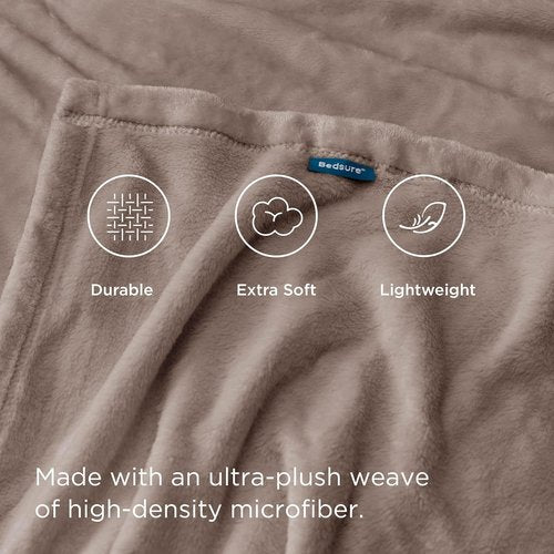Bedsure GentleSoft Fleece Throw Blanket - Cozy Plush Mocha Brown Sofa Blanket, 50x60 Inches