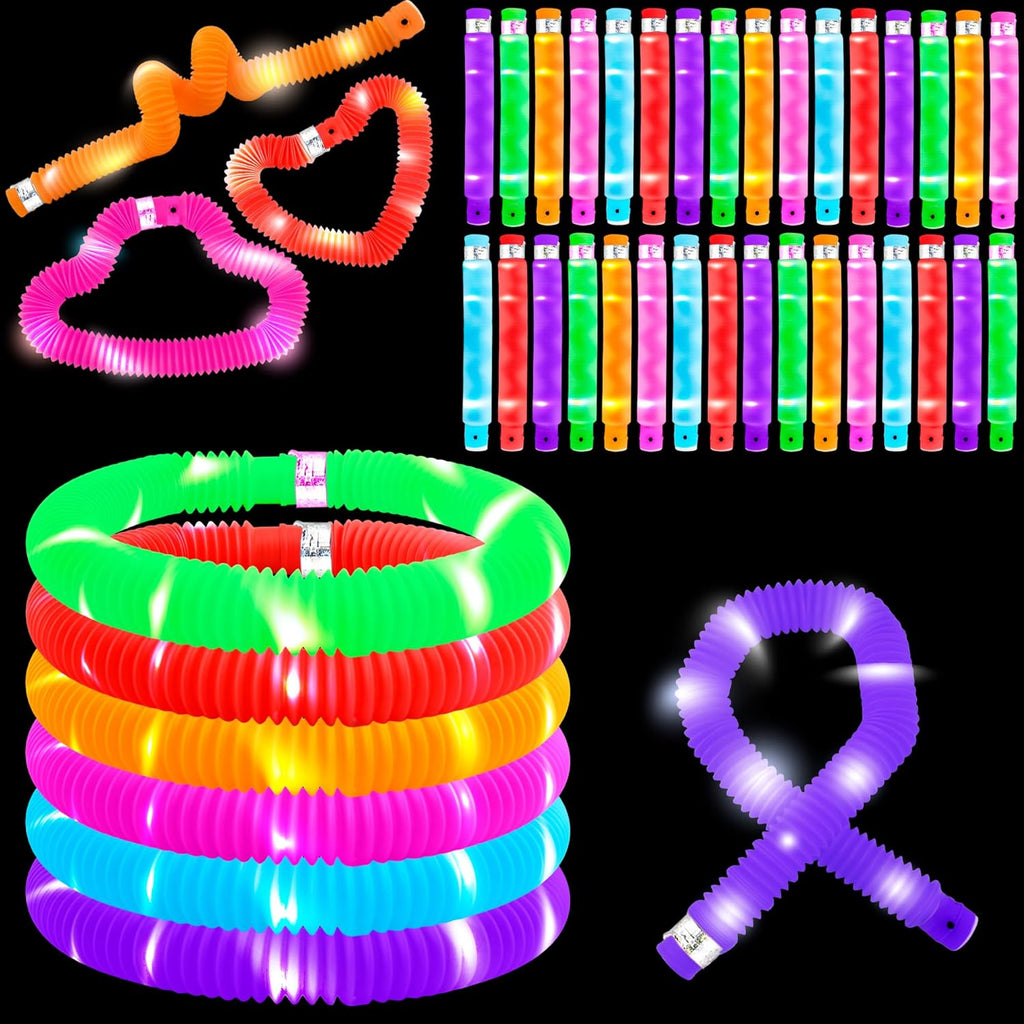 Skiennix LED Glow Sticks - 42 Pcs Light-Up Tubes for Kids' Birthday Parties & Concerts | Glow in The Dark