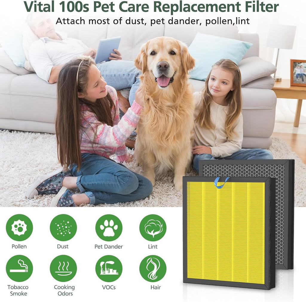 **LEVOIT Vital 100S Replacement Filter - High-Efficiency Activated Carbon for Smoke & Odor | Fits Vital 100S-P**